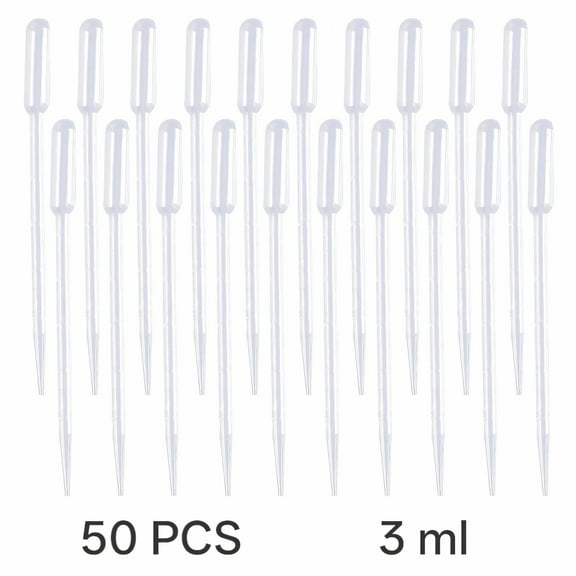 ACDANC 50Pcs Pipettes,Disposable 3ml Graduated Plastic Pipettes,Precision Transfer Droppers for Oils,Lab Experiments,and Crafts