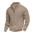 thumbnail image 6 of ZUKMRJPC Mens Quarter Zip Sweatshirt Casual Solid Color Textured Long Sleeve Stand Collar Pullover Fall Lightweight Loose Workout Tops, 6 of 7