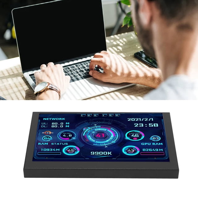 Moniteur de Données PC CPU, 5 Po IPS USB TYPE C Mini ITX Moniteur de Boîtier PC pour Affichage de Température AIDA64 Moniteur de Données PC CPU GPU, Résolution 800x480, 4.8 X 3.1 Po