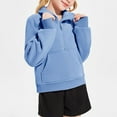 thumbnail image 2 of Half Zip Crop Sweatshirt For Girls Long Sleeve Pullover Tops Kids Lightweight Winter Clothes 3-14 Years Fashion Casual Solid Color, 2 of 7