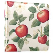 FORMRS 3 Ring Photo Album 4"x6" Self Adhesive Large Capacity PU Leather Cover, Apples Flower Pattern