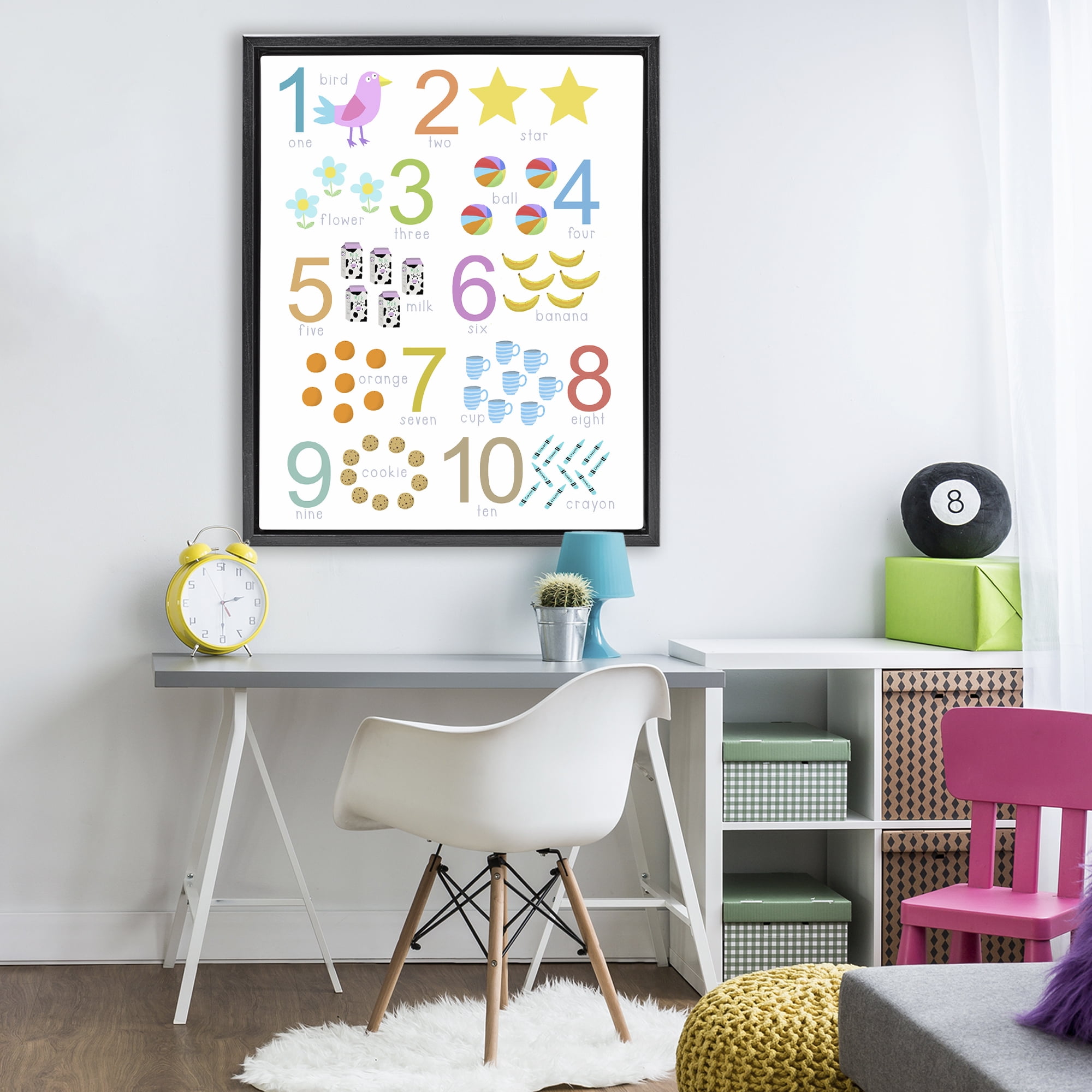 Fun Learning To Count Black Framed Floater Canvas Wall Art, design by Carla Daly