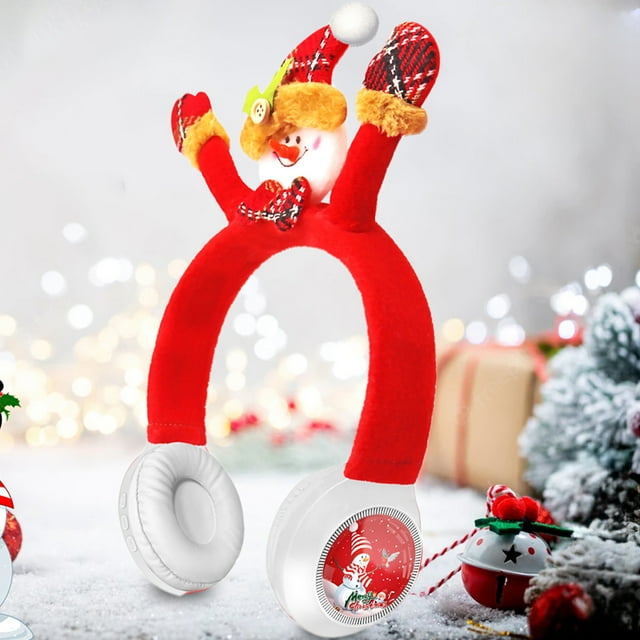 Adornos navideños, adornos navideños, regalos navideños 830 Animación compositiva Decoración de cabeza de Papá Noel Auriculares Bluetooth Regalo inalámbrico Niños Para festivales Auriculares festivos