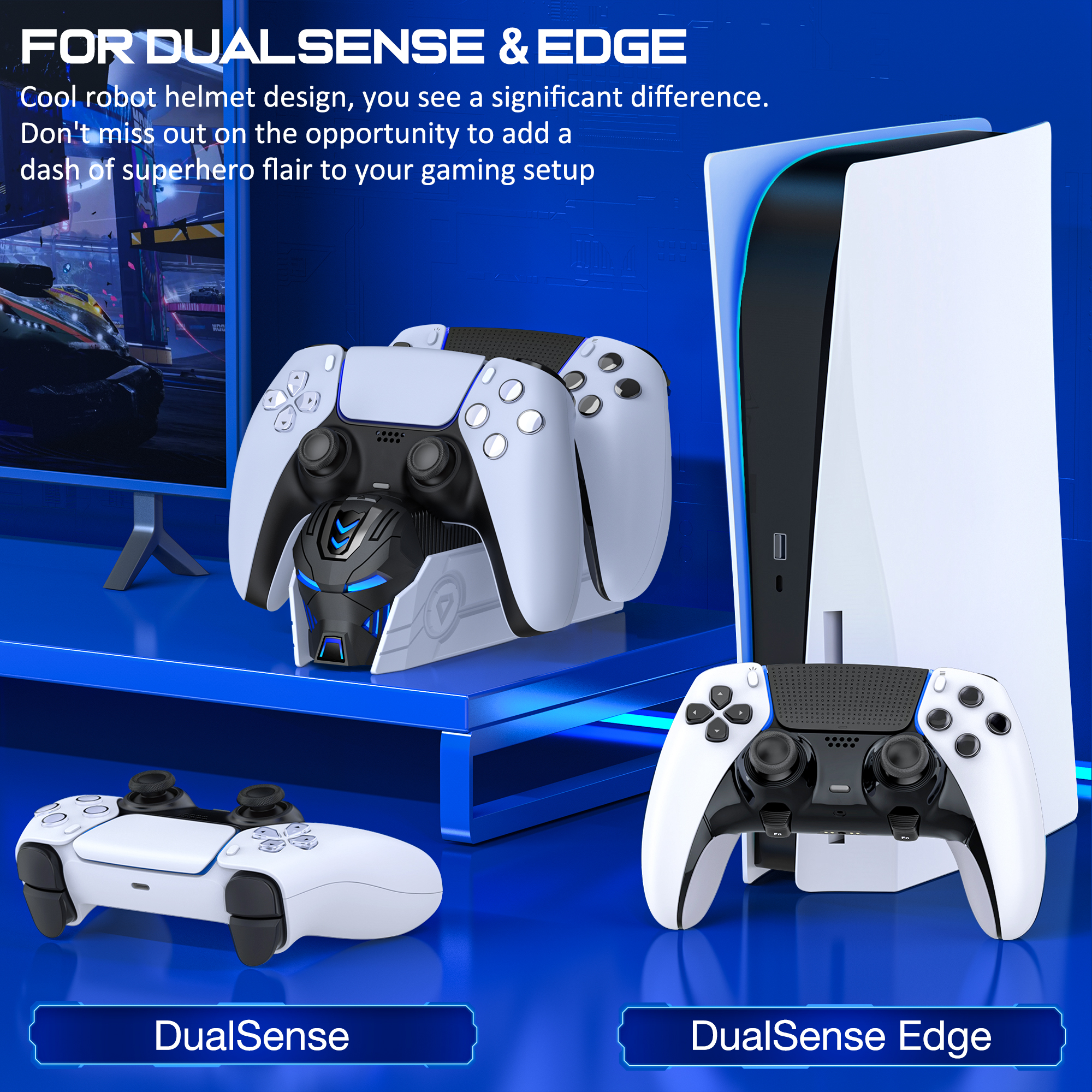 Beboncool PS5 DualSense Controller Dual Charging Dock, Black photo 2