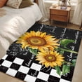thumbnail image 4 of 3'x5' Rug for Living Room Bedroom, Vintage Sunflower Washable Area Rugs Non-Slip Carpet Mats, Yellow Flowers Retro Art Black White Plaid Indoor Low Pile Area Rug Runner for Kitchen, Mudroom, 4 of 8