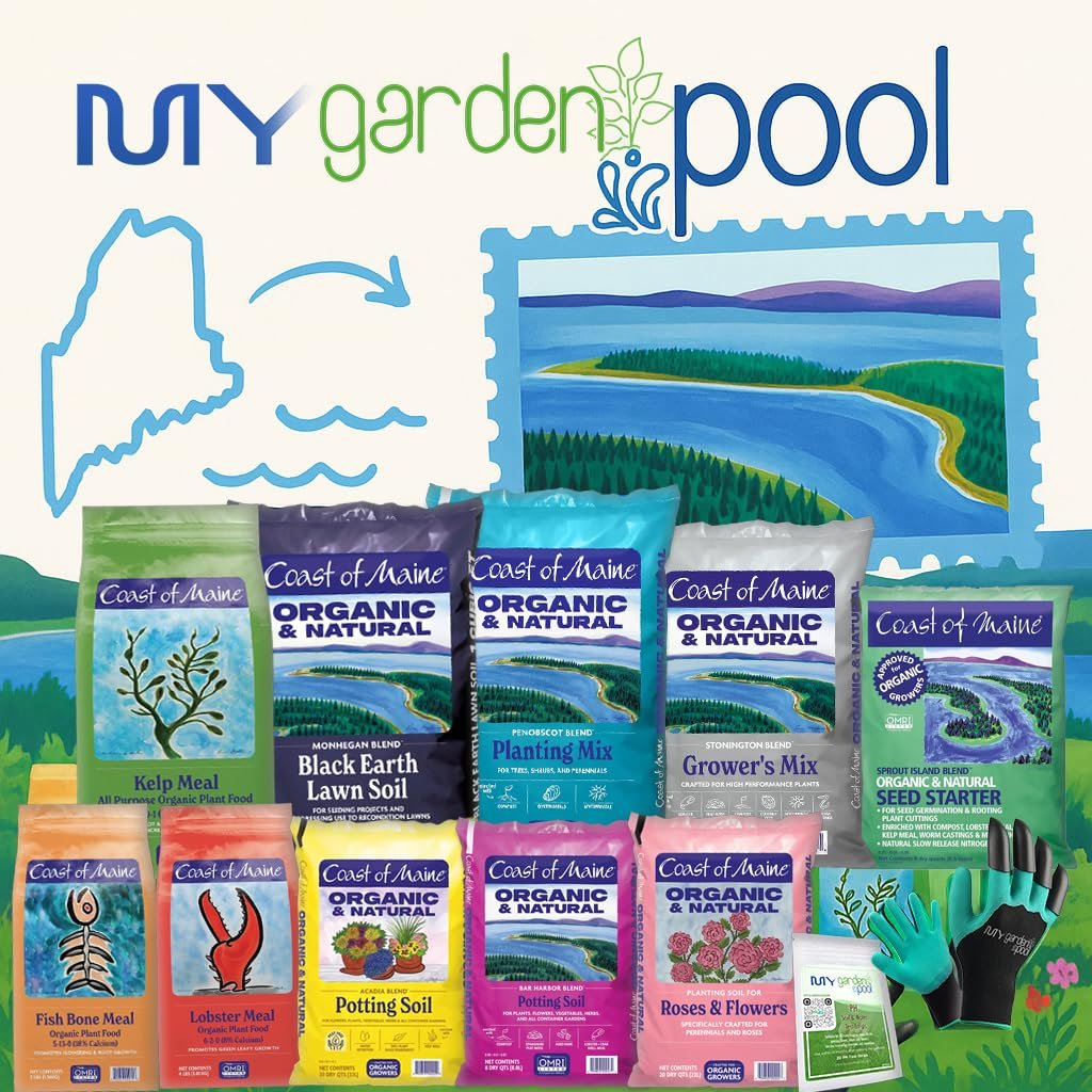 Coast of Maine KM6000 Kelp Meal Plant Food 4 LB  Organic Seaweed Fertilizer for Vibrant Growth with My Garden Pool Soil Test Strips & Claw Gardening Gloves