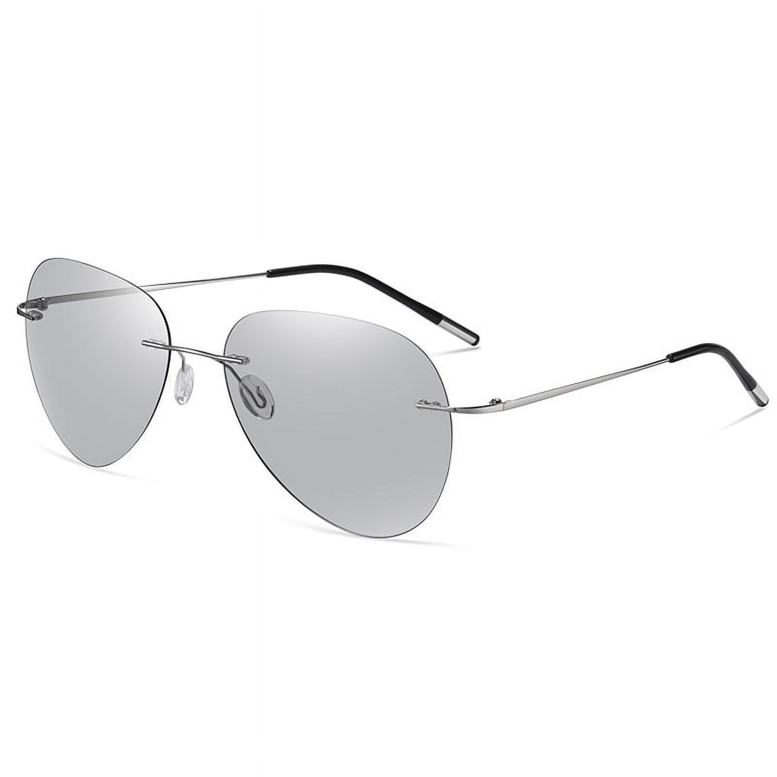 KKTREE Titan Bold Ultra-light Titanium Polarized Frameless Photochromic Sunglasses for Men, Suitable for Driving Day and Night