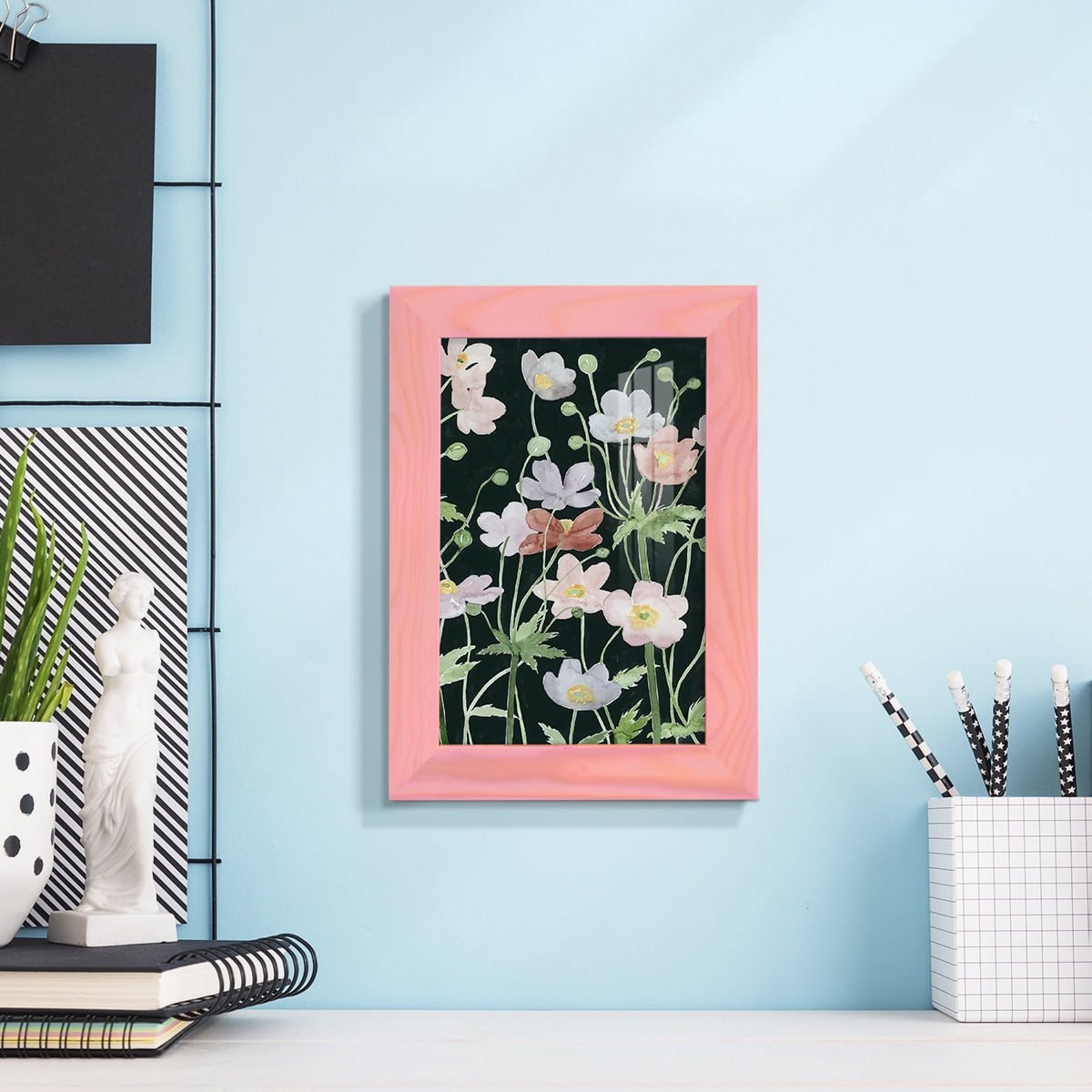 Anemone Dance II -Framed Print w/glass-Sunset Pink