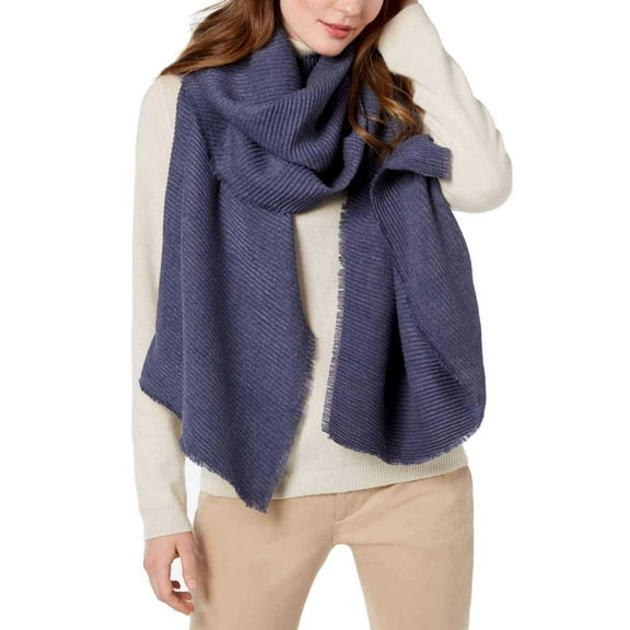 Charter Club Windowpane Pleated Super-Soft Scarf & Wrap (Navy, One Size)