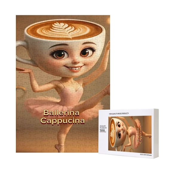 Ballerina Cappuccina Wooden Picture Puzzle 300 Piece Jigsaw Puzzle for Adults Challenging Puzzle Game Gifts