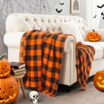 thumbnail image 6 of Halloween Blanket for Decor & Gift, Orange and Black Buffalo Plaid Twin Blanket for Couch Bed, Soft & Warm Fleece Blanket for Women Men, 60"x80", 6 of 7