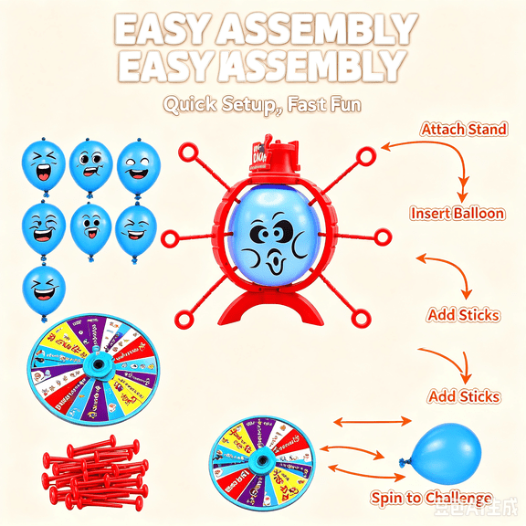 Curear Balloon Blast Party Game Set Interactive Table Toy Plastic 1 Pack 8 x 8 x 1.95 in