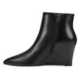 thumbnail image 2 of YDN Women Pointy Toe Ankle Boots Side Zipper Mid Wedge Heels Short Booties Formal Dress Party Shoes Size 5.5 Black, 2 of 4