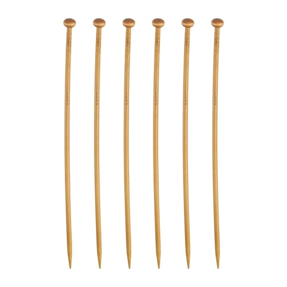Uxcell 5mm Bamboo Knitting Needle Straight Single Pointed 9.8 inch Long Wooden Sweater Knitting Needles US Size 8 6Pcs