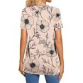 thumbnail image 5 of ClodeEU Women's V Neck Printed Short Sleeve Shirt,Loose Fit Casual Top with Button Khaki^,Womens Plus M, 5 of 7
