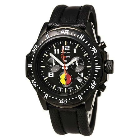 Armourlite AL89 Men's Professional FireFighter Black Dial Black Leather Strap Chrono Watch