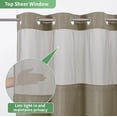 thumbnail image 4 of Extra Long No Hook Shower Curtain with Snap-in Fabric Liner Set,Slub Textured Fabric Shower Curtains for bathroom,Hotel Style Modern Shower Curtain,Water Repellent,Washable,71x86(84),Tan/Khaki, 4 of 12