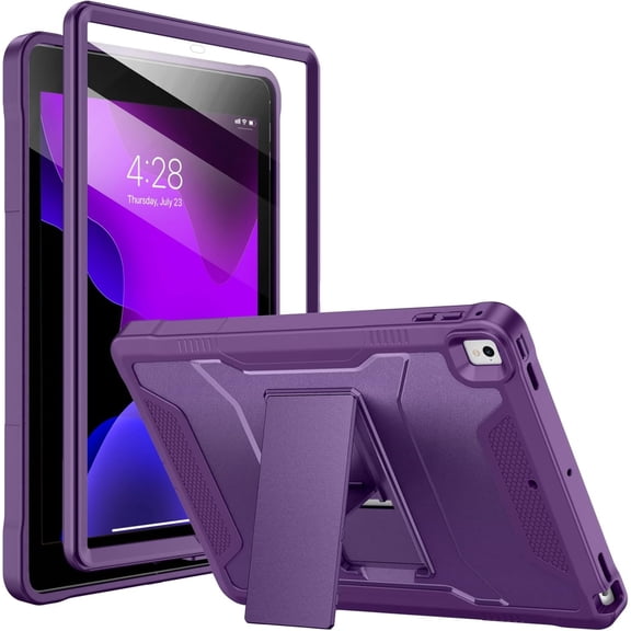Case for iPad 6th/5th Generation 9.7 Inch ,with Built-in Screen Protector and Kickstand, Rugged Full-Body Heavy Duty Protective Cover