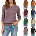 thumbnail image 2 of PUMISAS Long Sleeve Sweater For Wowen Crew Neck Solid Color Sweater Shirt Going Out Fall Shirt Casual Loose Knit Pullover Tops, 2 of 9
