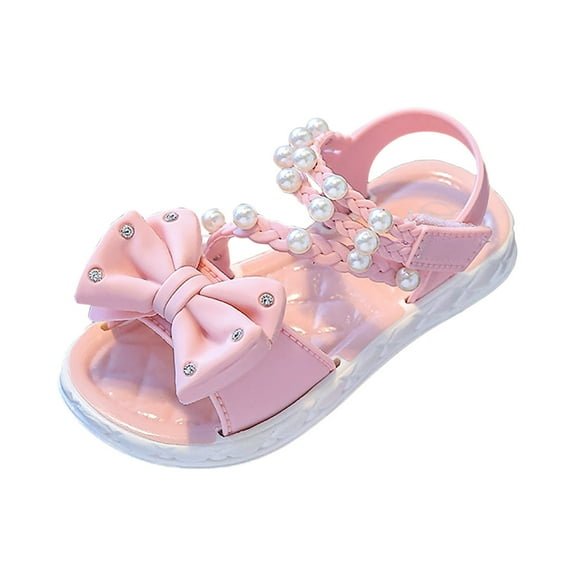 UngA Girls Sandals Toddler Flower Girl Sandals Girl Summer Dress Shoes Toddler Little Kid Wedding Party Princess Shoes(Pink,Size 9.5)