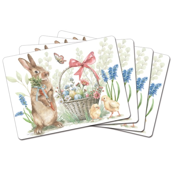 CounterArt Hop into Spring Premium Boxed Set of Decorative Hardboard Placemats