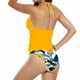 thumbnail image 4 of Traje de Baño de Bikini de Mujer Sexy Split Falda Cubierta Conjunto de Traje de Baño, Nylon Sólido E Impreso con Sujetadores Acolchados Extraíbles para Piscina, Playa, 4 of 5