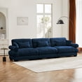 thumbnail image 2 of Extra Large 3-Seat Blue Velvet Sofa | Modern Oversized Couch for Living Room | Cloud-Like Comfort w/ Bolster Arms & Pillows | Sturdy Wood Frame | 190lb, 2 of 14
