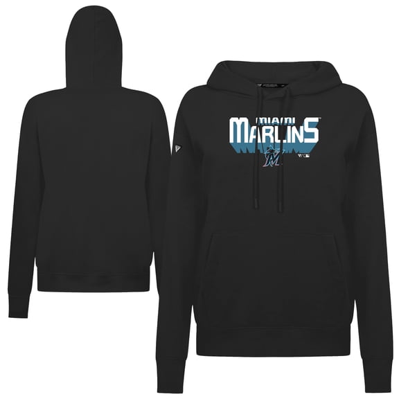 Women's Levelwear Black Miami Marlins Adorn Retro 3D Pullover Hoodie