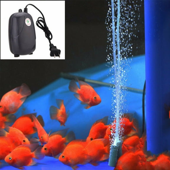 Dual Outlet Aquarium Air Pump, Fish Tank Aerator with Air Tube Air Stone, Quiet Oxygen Pump for Small Tank