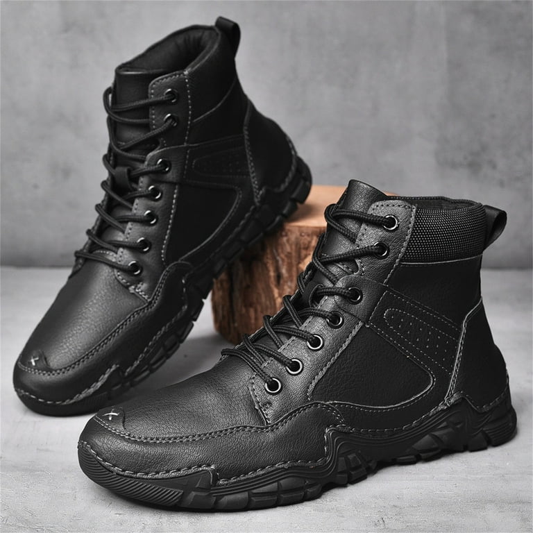 jjayotai Shoes for Men Men'S Casual High-Top Leather Shoes Warm