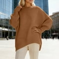 thumbnail image 2 of 2026 Women Fashion Sweater Oversized Solid Chuny Knitted Long Sleeve Crewneck Loose Fit Fall Winter Clothes Coffee, 2 of 5