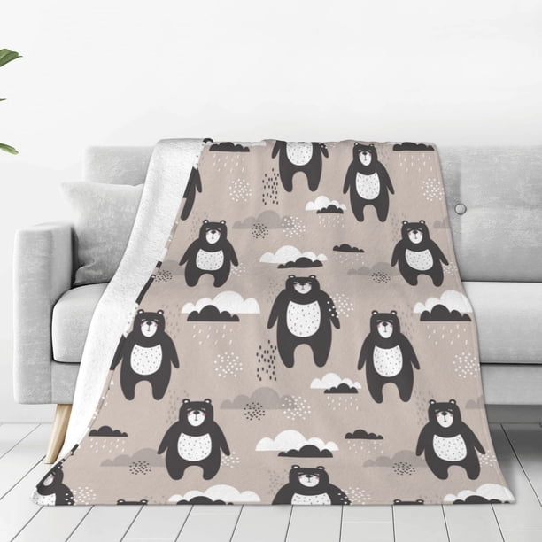 Balery Cartoon Bear Brown Manta de Felpa Suave y Acogedora – Cobija de Franela Aterciopelada para Cama, Lavable y Cálida para Sofá, Mascotas, Transpirable-60"x50"