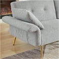 thumbnail image 4 of JERFIT Modern Teddy Fabric Convertible Sofa Bed with Adjustable Backrest and Armrests, Foldable Loveseat Sleeper with Storage Pocket and Golden Legs for Living Room, Apartment, Dorm, Grey, 4 of 10