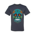 thumbnail image 2 of Wild Bobby Day Of The Dead Sugar Skull Pop Culture Men Graphic Tee, Vintage Heather Navy, 5X-Large, 2 of 5