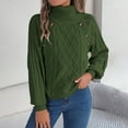 thumbnail image 4 of Sweaters for Women 2025 Fall Winter Long Lattern Sleeve Turtleneck Knitted Sweater Jumper Top Womens Pullover Sweaters, 4 of 8