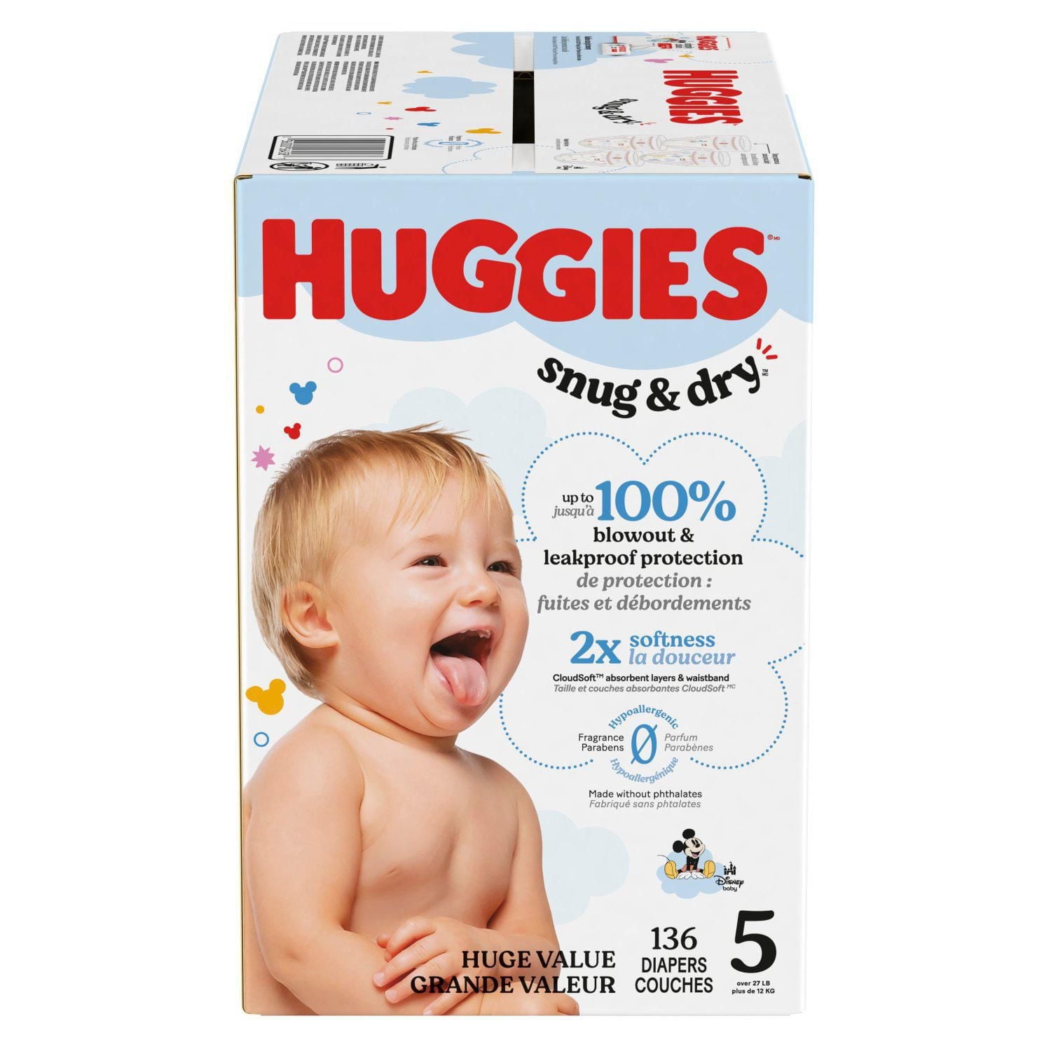 Huggies Snug & Dry Baby Diapers, Giga Size 1-7, 128-54 Count, Size 1-7 | Count 54-128