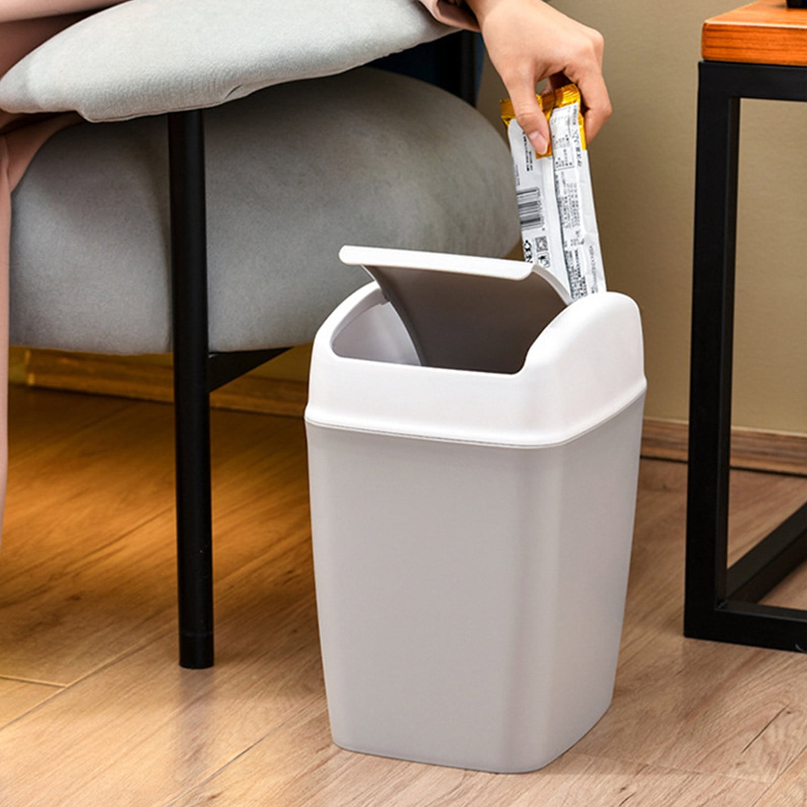 Qholemyo High end Household Flip Top Garbage Bin With Lid Kitchen Trash Can Living Room Toilet Bathroom Indoor Trash Can