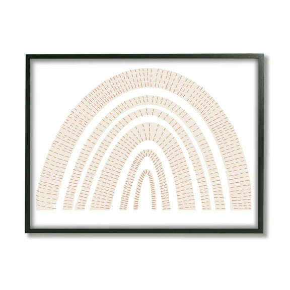 Stupell Industries Neutral Patterned Rainbow Arches Minimal Brown Beige Art for Kids Painting Black Framed Art Print Wall Art, 11 x 14