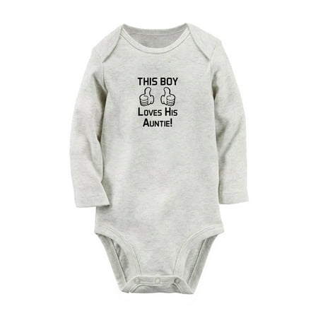

This Boy Loves His Auntie Funny Rompers Newborn Baby Unisex Bodysuits Infant Jumpsuits Toddler 0-12 Months Kids Long Sleeves Oufits (Gray 6-12 Months)