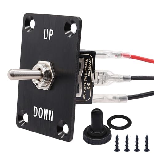 Boat Trim Switch Momentary Rocker Toggle Switches 3 Pin 3 Position (ON)/Off/(ON) Up Down Switch with Panel, Waterproof Cap and Wire for Boat Marine RV 12V 15A$$Watercraft