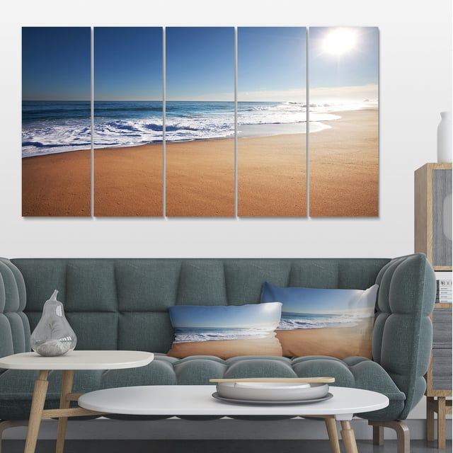 Calm Blue Beach under Bright Sun - Seascape Canvas Art Print