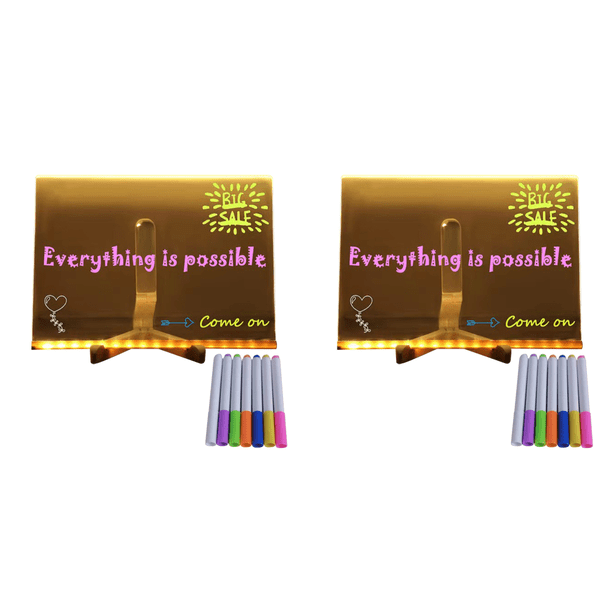 Tablero Dibujo Acrílico Nota LED Transparente Con 7 Coloridos (20*20 Cm)