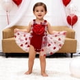 thumbnail image 2 of Valentine's Day Floral Mesh Romper, Heart Applique & Lace Trim, Baby Girl Outfit, 2 of 6