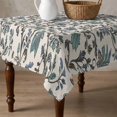 thumbnail image 4 of Teal Green Leaf Table Cloth Waterproof Tablecloths, Vintage Farmhouse Boho Pastoral Tribal Tablecloth Dining Table Cover for Kitchen Party Tabletop Outdoor, Square Tablecloth 60x60 Inch, 4 of 9