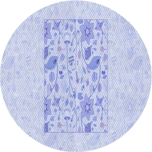 Ahgly Company Tapis d'Intérieur Lavables en Machine, Ronds, Bleu Lavande Transitionnel, Ronds de 3'