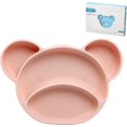 thumbnail image 2 of Non-Slip Silicone Plate Bowl Suction Cup Silicone Tableware with Compartments Dishwasher and Microwave Safe (Pink), 2 of 5