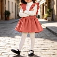 thumbnail image 6 of Girls Solid Corduroy Ruffle Suspender Pinafore Dress Sleeveless Layerable Jumper Skirt Vintage Fall Winter Outfit for Little Girls Pink 2-3 Years, 6 of 9
