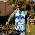 thumbnail image 4 of Blue White Tie Dye Mandala Pattern Apron-Garden Aprons for Women with Pockets-Cotton Linen Waterproof Kitchen Cooking Gardening Aprons Adjustable for Kitchen,Cooking,BBQ and Salon 33x27 Inch, 4 of 7