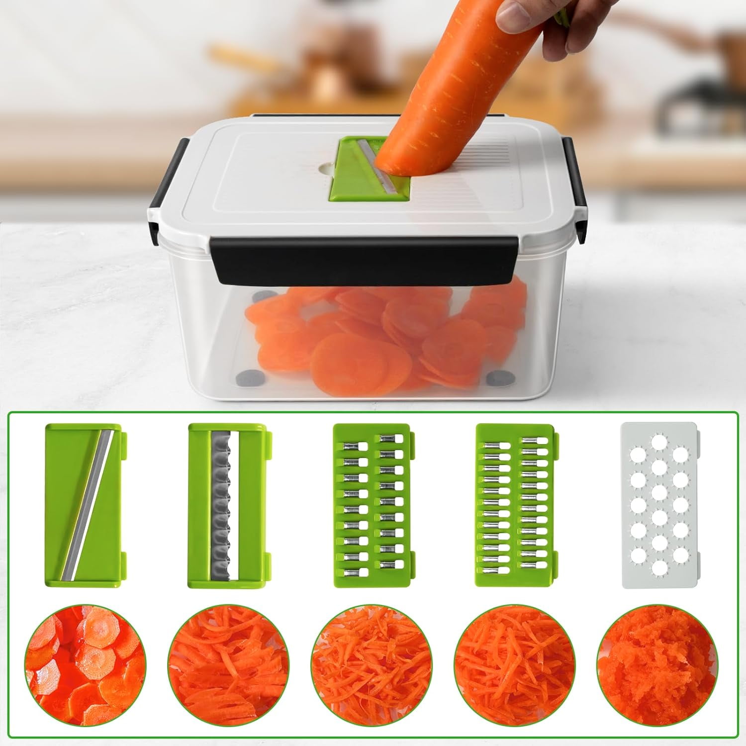 5 PCS Fruit storage Containers for Fridge with Removable Colander and Chopper Set, Leakproof Food Storage Containers with lids, Dishwasher & Microwave Safe Produce Containers to Keep Fruits Fresh