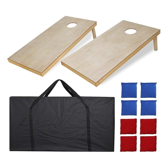 SONGMY Portable Cornhole Set Regulation Size - 2 Wooden Cornhole Boards & 8 Toss Bags with Carry Bag, Outdoor Yard Game